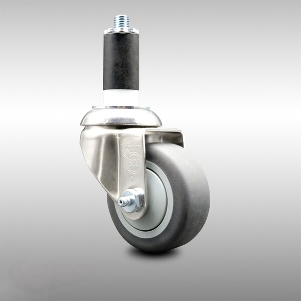 3.5 Inch 316SS Thermoplastic Rubber Swivel 1-3/8 Inch Expanding Stem Caster SCC
